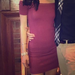 Off the shoulder purple dress